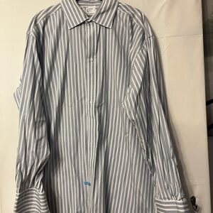 Classic Blue and White Striped Men's Dress Shirt